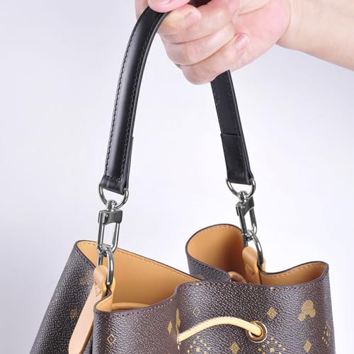 Image of Genuine Leather Plain Strap Replacement Top Handle Leather Strap for Handbag (Black-Gun Lock, 26 in)