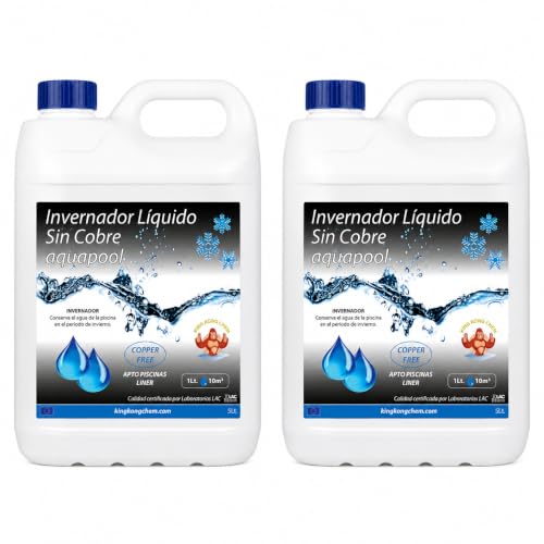 Pack 2 UDS - INVERNADOR LÍQUIDO SIN Cobre 10 litros (2x5 L.) para Piscinas de Obra Poliester/Liner y Salinas - Desinfectante y Algicida para el Tratamiento de Piscinas en Invierno