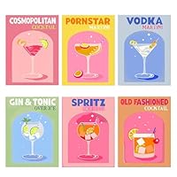 mobumeia 6 Stück Malen Nach Zahlen Erwachsene, Malen Nach Zahlen Cocktail, DIY Cocktails Tasse mit Pinseln und Acrylfarben Handgemalt Ölgemälde Leinwand für Home Decor, Rahmenlos (20x30cm)