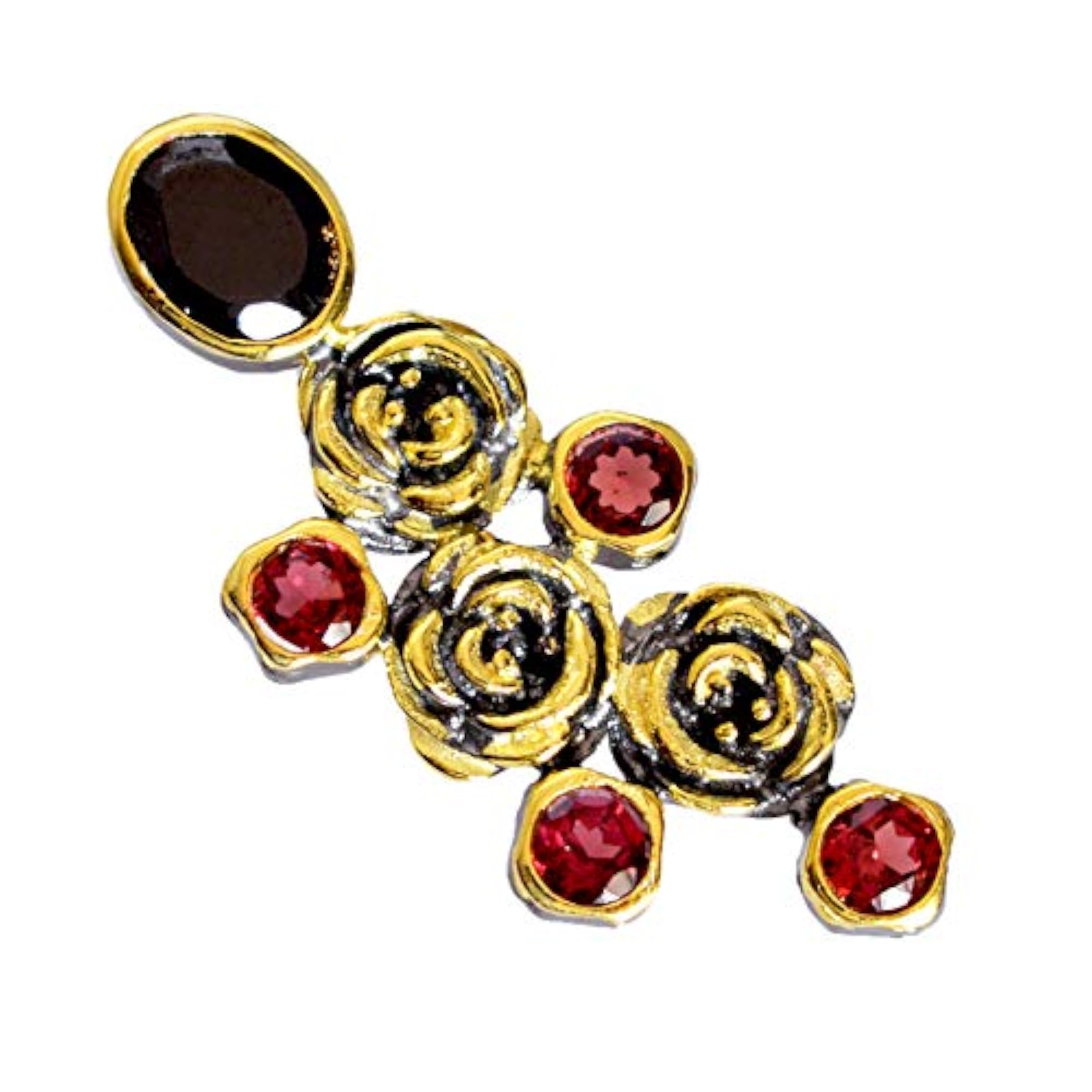 Authentic Garnet & Black Onyx Ethnic Boho Style Pendant Necklace, Gift for Women