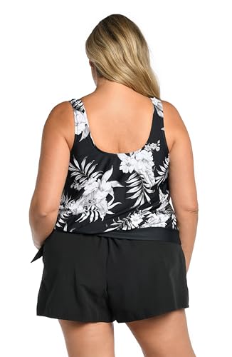 Maxine of Hollywood Women's Side Tie Scoop Neck Banded Tankini Swimsuit Top2