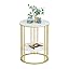 Marble Top Side Table Gold: Small Circle End Tables 40 X 54cm Sintered Stone Bedside With Metal Golden Legs Modern White Nightstand 2 Tier Round Sofa On - View #9