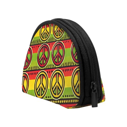 Portable Coin Purse Rasta-Peace-Sign Mini Zippered Money Pouch Card Holder4