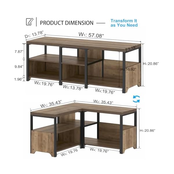   HSH-Entryway-Bench-with-Storage-Large-Farmhouse-Corner-Storage-Bench-Long-Convertible-Shoe-Bench-for-Entrance-Hallway-Foyer-L-Shaped-Shoe-Rack-Bench-for-Living-Room-Bedroom-Rustic-Oak-57-in