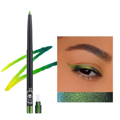 Erinde Lápiz de ojos vert camaleón metálico brillante multicolor resistente al agua, lápiz de ojos multicromo brillante y duradero#04