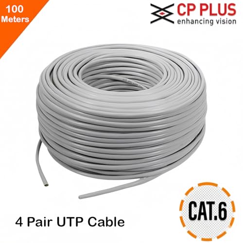 Image of CP Plus Cat6 UTP Cable | 100 Meter Drum | Solid Bare Copper Conductor | 23AWG | 550 MHz Bandwidth | High-Speed Ethernet LAN Networking Cable | Grey [CP-EUT-6TSRD-100]