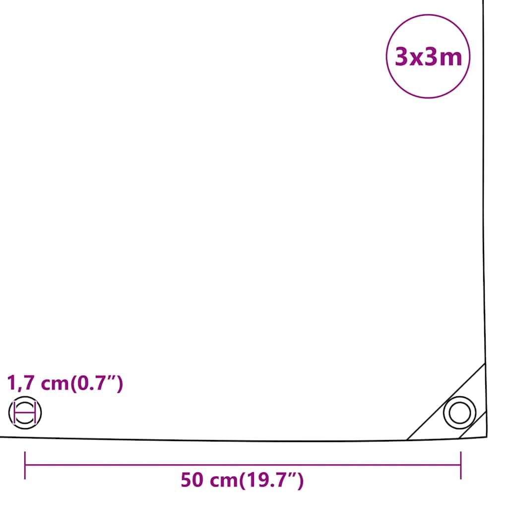 Abdeckplane Anthrazit 3x3 m 650 g/m² Canvas PVC-Beschichtung reißfest wasserfest mit Ösen für Garten Möbel Auto Boot Schutz bei Wind Wetter