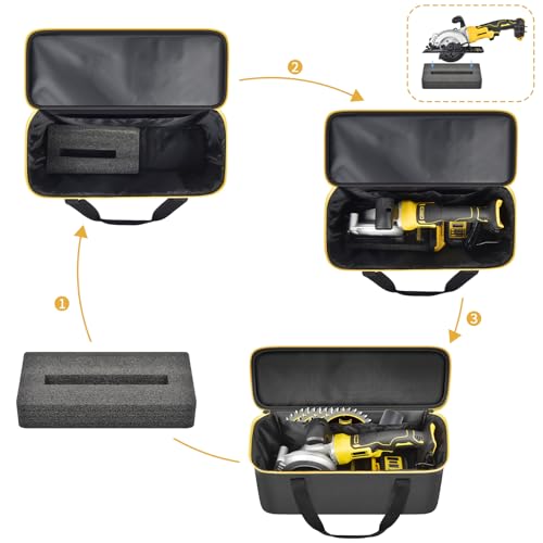 SAIKA Circular Saw Bag for DEWALT ATOMIC 20V MAX/for DOVAMAN/for Worx WX439L/ for GALAX PRO Circular Saw Storage Organizer for Blade, Adapter, Blade Wrench, and Rip Guide(Case Only)