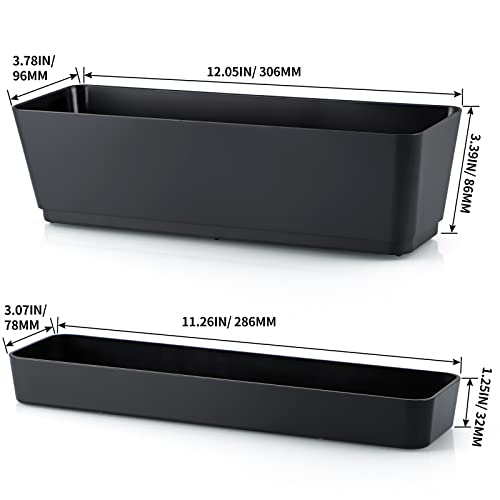 Skelang 3 Pcs Small Rectangle Plant Pot, Succulent Planter Box with Drainage Holes - Image 3