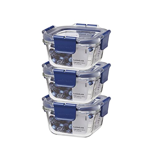 Lock & Lock Airtight Glass Containers With Lid Combo Set of 3| Transparent Glass Storage Container Kitchen Gift Set | Microwave & Freezer Safe| Leak Proof Food Containers (300ml + 380ml + 500ml) (B09PDR7THB) Amazon Price History, Amazon Price Tracker