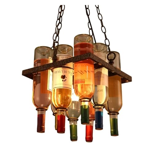 Bouteille vin rétro lustre LED en fer forgé suspendu CXYWBD