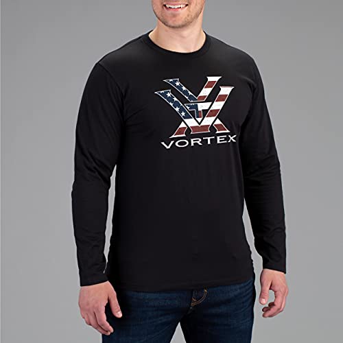 Vortex Optics Men's Stars & Stripes Long Sleeve T-Shirts (US, Alpha, Medium, Regular, Regular, Black) - image 3
