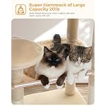 MUTTROS Cat Tree for Large Cats Adult with Metal Plush Big Hammock, 56.3" Cat Tower with 2 Door Condo House, 6-Tier Cat Shelves with Scratching Posts and Large Top Perch, Beige - Image 3