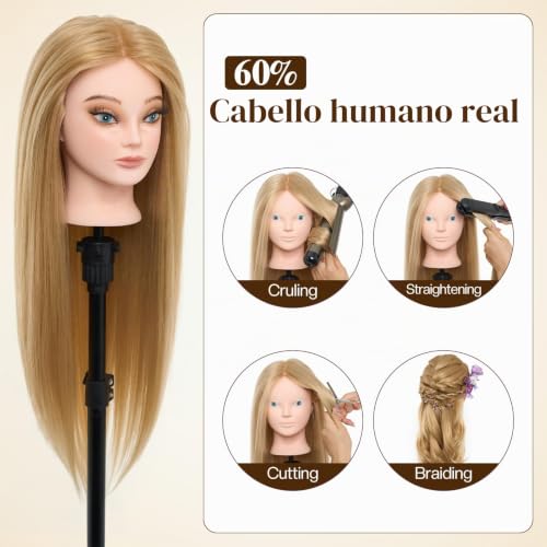 Muñeca para peluquería con soporte para practicar recogidos en casa 3
