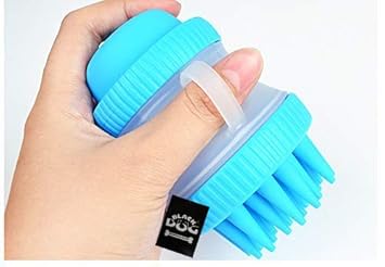 BLACK DOG Pets Bath Massager Silicone Shampoo Dispenser Shower Brush Scrubber with Removable Washing Comb Built-in Shampoo Reservoir for Cats Dogs Puppy Puppies - Color May Vary with Free Pop - Up