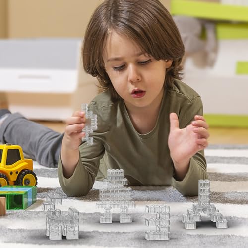 Image of Classic Bulk Brick Block 2x4, 200 Piece Building Brick Full Transparency, Compatible with Lego Parts and Pieces 3001, Creative Play Set - Compatible with Major Brands(Colour:Full Transparency)