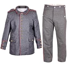 warreplica WWII Model M1907/10 Field-Grey Wool Piped Trouser Size 42 w/Army Field Tunic Coat Size 40 German Soldier Uniform- Reproduction