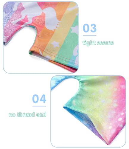 Image of HOZIY Gymnastics Leotards for Girls with Shorts Toddlers Biketards Rainbow Unicorn Dinosaur Mermaid Leopard Flower Galaxy
