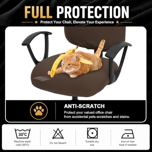 Image of DIVA EN CAMINO DEC Stretchable Desk Office Chair Seat Covers - Universal Stretch Computer Chair Slipcover - 180GSM Washable Rotating Backrest Coverings & Cushion Protectors for Dogs, Cats, Pets