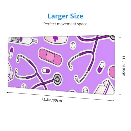 Tapis de souris infirmière violet 30 x 80 cm pour bureau médical