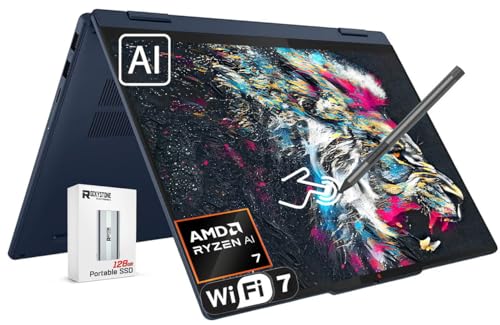 Image of Lenovo IdeaPad 5 2-in-1 14" Touchscreen Laptop, AMD 8-Core Ryzen AI 7 350(>Intel i7-1355U), 16GB LPDDR5 RAM, 1024GB PCIE SSD, Copilot+ PC, WiFi 7, BT5.4, Backlit KB, W Pen&128G PSD, Win 11 H