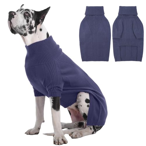 IECOii Great Dane Sweater,5XL Extra Large Sweater for Giant Breed Dogs in Winter,Turtleneck Cold Weather Knit Clothes,Machine Washable,Elastic Pullove
