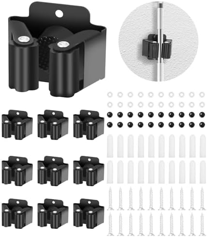 FAOKZE 10 Stück Gerätehalter,Edelstahl Mop Halter,Besenhalterung Wand,Besenhalter,Gerätehalter,Wandhalterung,Edelstahl Wandhalterung,Gartengerätehalter,(20 Schrauben),für Küche Zuh