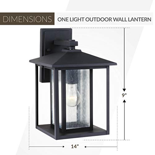 Image of Generation Lighting 88027-12 Hunnington One - Light Outdoor Wall Lantern Outside Fixture, Black, 1-Light, cETL Listed, Safety Rated for Wet Locations, Aluminum Construction