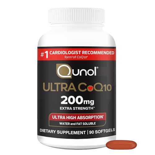 Image of Qunol CoQ10 200mg Softgels, Ultra CoQ10 - Ultra High Absorption Coenzyme Q10 Supplements - Antioxidant Supplement for Vascular and Heart Health & Energy Production, 90 Count