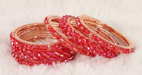 Image of NMII Stylish Pearls Alloy Metal Kada Bangles Set For Women and Girls | Fancy Metal Bangles | Trendy Design Bangles For Girls | Wedding, Party, Shadi Fashion Jewellery-Set of 6 Bangles