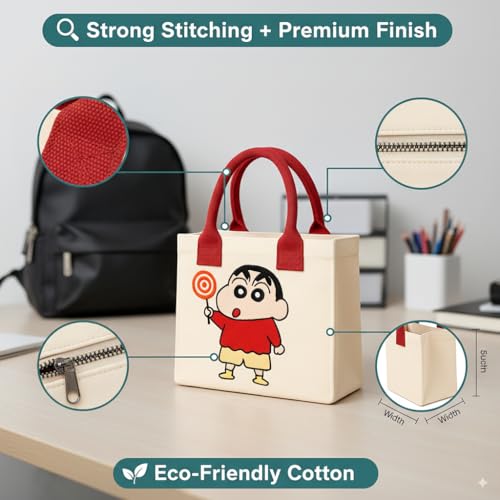Image of Kids Lunch Bag | Cute & Stylish Embroidery Mini Tiffin Bag for Boys & Girls | Cute Cotton Cartoon Design I Picnic Tuition School, Preschool & Playschool | Gift for Birthday