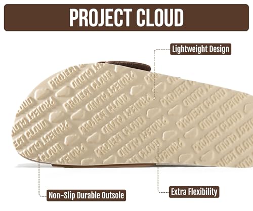 Image of Project Cloud 100% Genuine Leather Sandals Women Dressy Beach Essentials Slides for Women Footwear - Lightweight with Memory Foam Insole Sandals for Women 2026 - Womens Slides