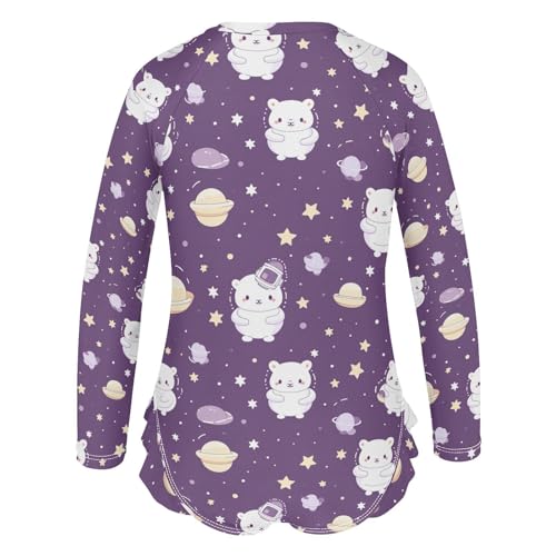 Kawaii Space Cat Girls Long Sleeve Swimsuit UPF 50+ Rashguard Swimwear One Piece Bathing Suit for 3-12 212172272