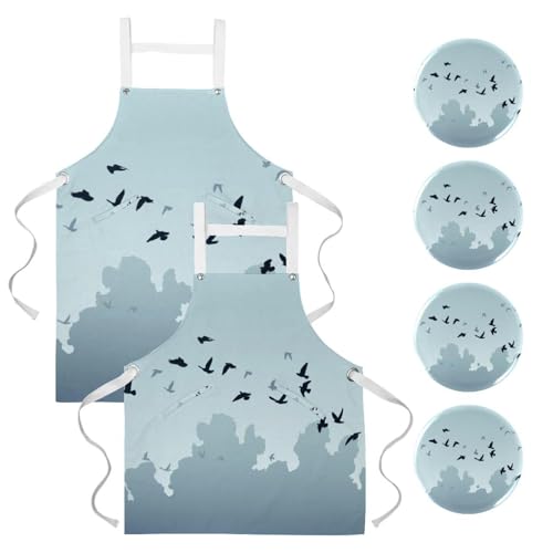 Tablier de serveuse anti-taches lot de 2 avec broches pour restauration et bistrot