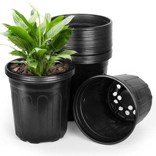 OUPSAUI 2/3/5 Gallon Pots for Plants Flexible Gallon Plastic Nursery Pots with Drainage Holes Plastic Pots for Outdoor Plants (2Gal-36pcs)