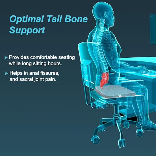 Image of Orthopedic Memory Foam Coccyx Seat Cushion for Tailbone, Sciatica, Lower Back Pain Relief-Ergonomic Cushion for Office /Home Chair & Wheelchair (17 x 17 x 3 inch)