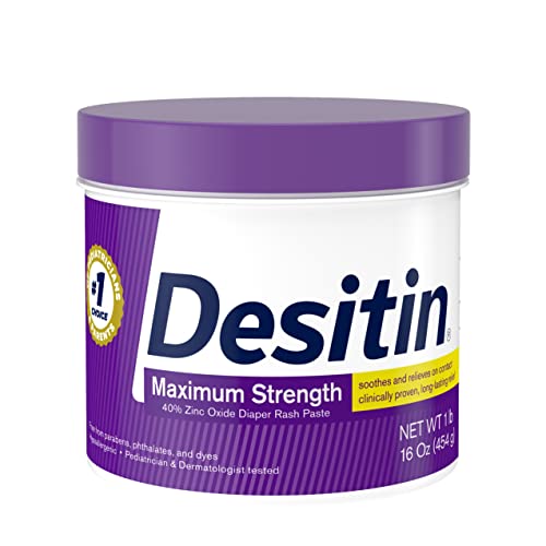 Image of Desitin Maximum Strength Baby Diaper Rash Cream with 40% Zinc Oxide for Diaper Rash Relief & Prevention, 16 oz