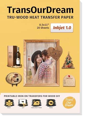 TransOurDream Tru-Wood Heat Transfer Paper for Inkjet Printer (20...