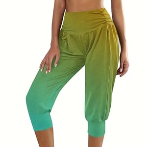 Womens Capri Joggers Stretchy Tapered Workout Pants High Waisted Yoga Leggings Fashion Casual Capris Athletic Trousers