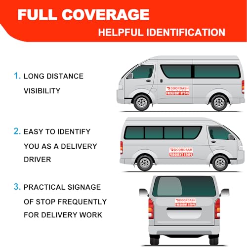 Image of 2 Pack Doordash Magnetic Sign for Car, Doordash Car Magnets Sign, Reflective Food Delivery Driver Magnet for Vehicles, Heavy duty, Truck (White-Red 2 Pack)