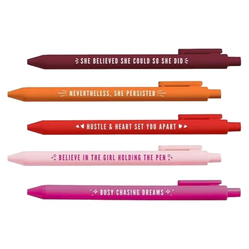 Set de 5 bolígrafos gel con frases motivacionales para mujeres miniatura 1