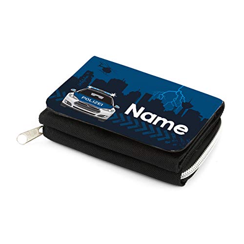 Preisvergleich Produktbild Striefchen® Geldbörse für Jungen mit Wunschnamen und Motiv Ihrer Wahl Polizei