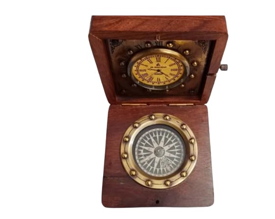 Bussola cardanica in ottone con scatola di legno personalizzata nautica marinaio campeggio escursionismo regalo