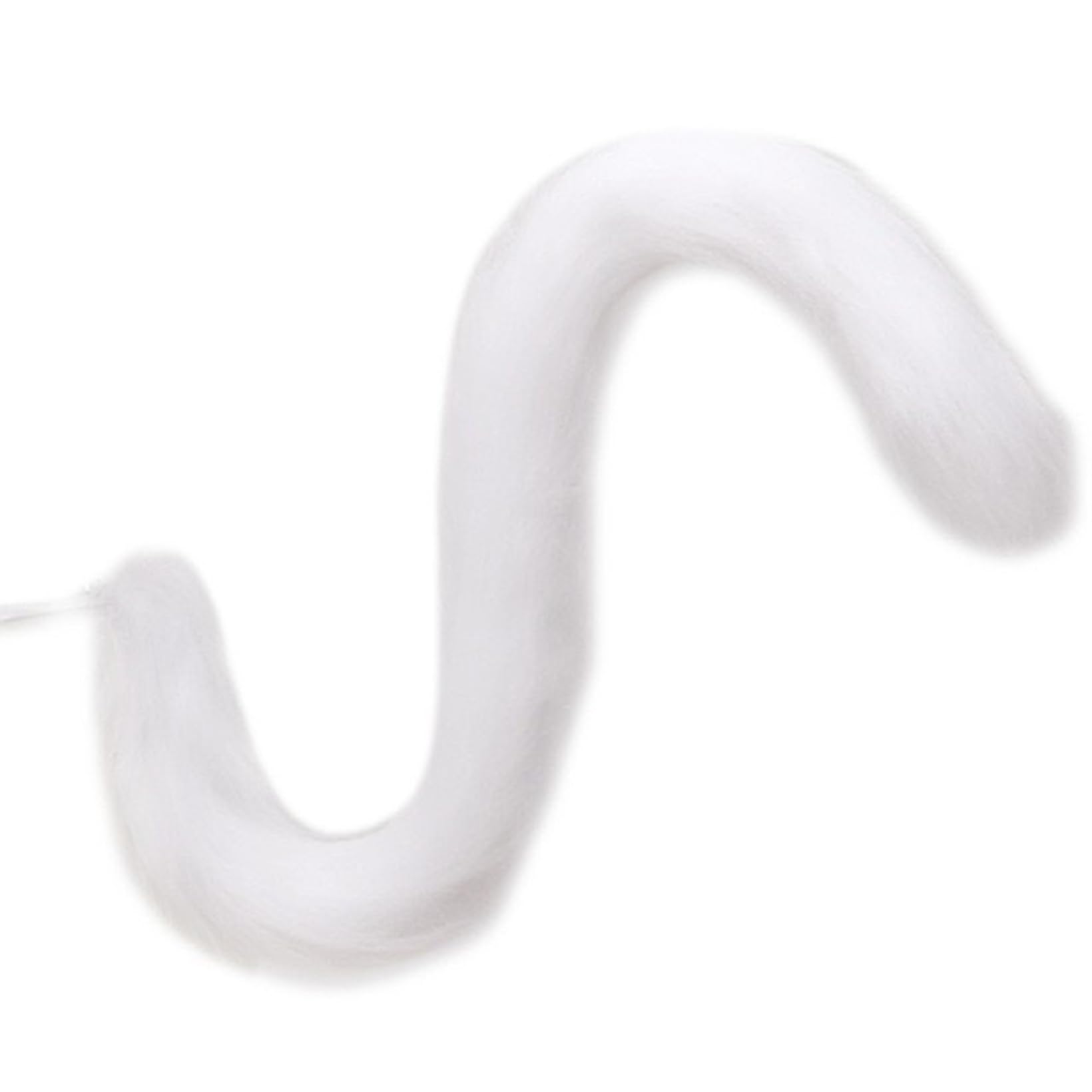 80cm Cat Tail Cosplay Tail Long Plush Animal Tail Faux Fur Fluffy Tail Therian Tail Costume Accessory Cat Tails Fancy Dress Tail for Halloween Christmas Party Cosplay Costume (White)