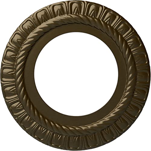Image of Ekena Millwork CM10CLBRS 10 5 /8 inchOD X 5 3 /4 inchID X 1 /2 inchP Claremont Ceiling Medallion Fits Canopies Up to 7 inch, Brass
