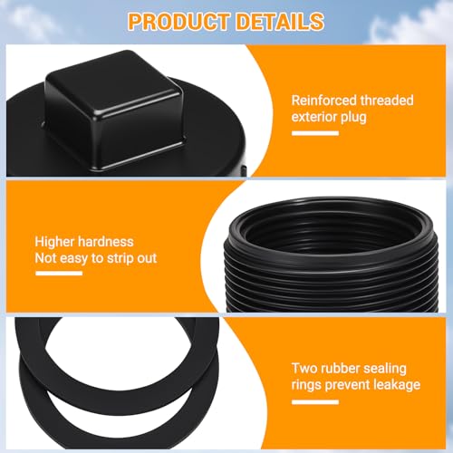 Image of Stock Tank Drain Plug Kit for Rubbermaid 50、70、150、100, 300 Gallon Stock Tank ≥ 2 in Holes for Rubbermaid Stock Tank Stock Tank Plug Replacement