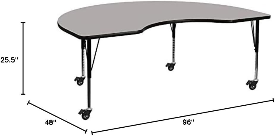 Gray Laminate Adjustable Oval Activity Table with Steel Legs