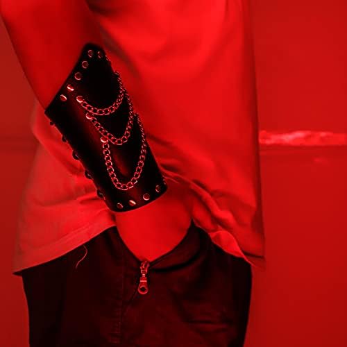Milakoo Leather arm guards with lacing, archery with rivets, chain, armour, cuff