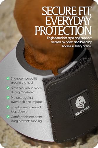 Image of Equinavia Toki Pull On Bell Boots for Horses, Durable Neoprene Equine Boots | Comfortable Horse Hoof Boots for Daily Turnout, Overreach Protection Hoof Boots, Equestrian Training Competition Show, Riding