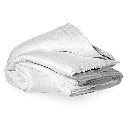 Gravity Cooling Weighted Blanket for Adults 20lbs White 48x72 Twin/Throw Original Weighted Blanket Cotton Made Blanket with Washable Microfiber Duvet Cover & Button Fastening